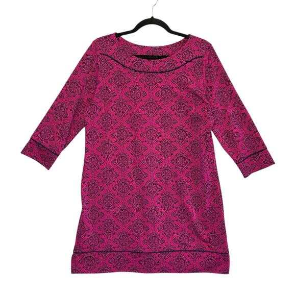 Lands' End Geometric Print Cover Up Dress Women's Sz MP Pink Beachy Lightweight - Picture 1 of 6